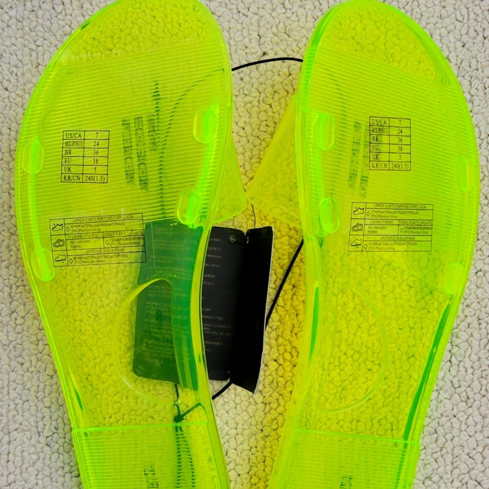 Forever 21 neon green slides, NWT🎉🎊💚💚 - Picture 3 of 4